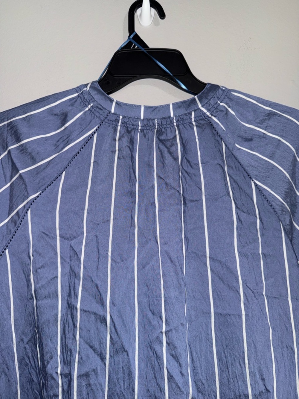 Terra & Sky Blue and White Striped 3/4 Sleeve Button-Front Blouse 1X BNWT - Picture 7 of 7